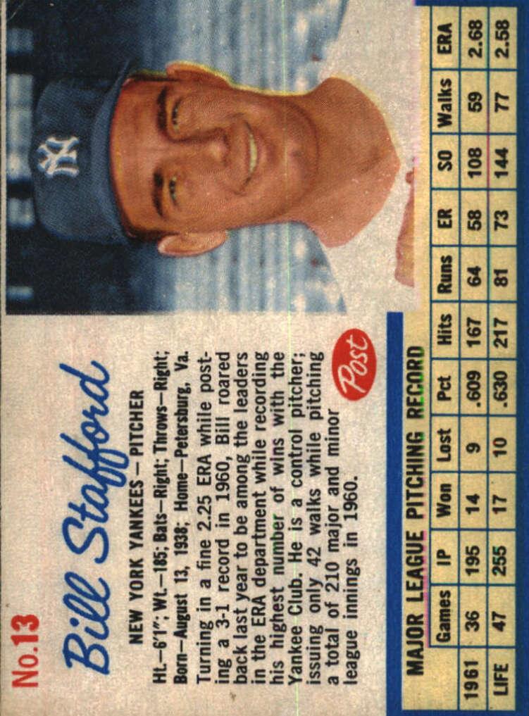 1962 Post Cereal Baseball Bill Stafford #13 PSA 2.5