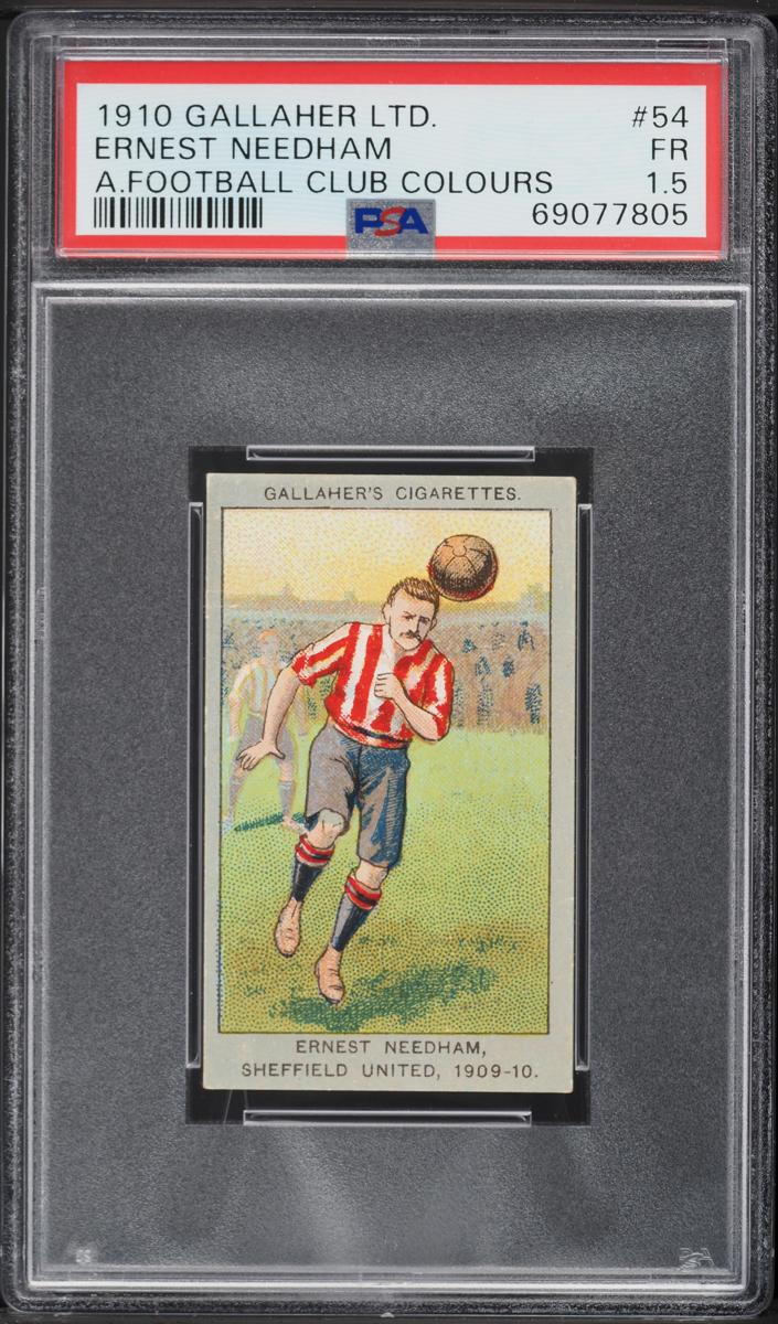 1910 Gallaher Ltd. Association Football Club Colours Soccer Ernest Needham #54 PSA 5
