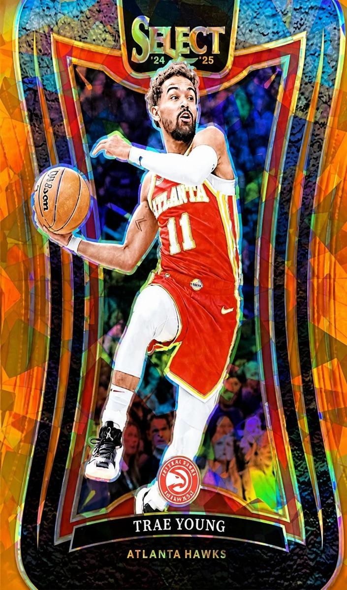 2024 Panini Select Basketball Orange Cracked Ice Trae Young #63