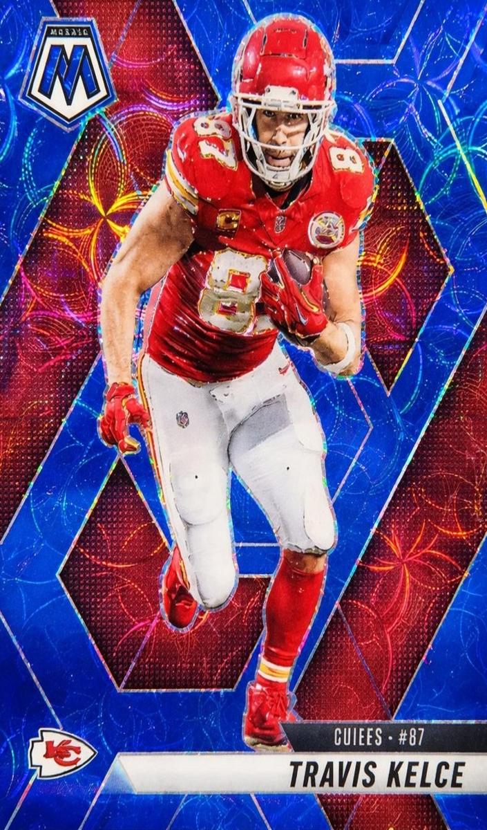 2025 Panini Mosaic Football Blue Scope Travis Kelce #106