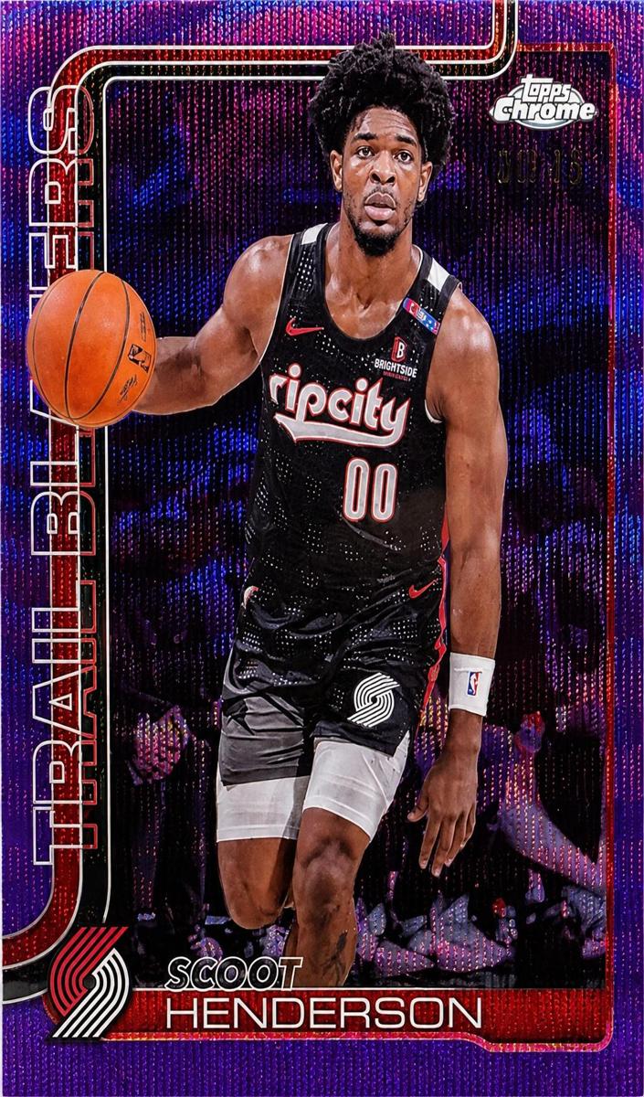 2025 Topps Chrome Basketball Purple Wave Refractor Scoot Henderson #166 PSA 9