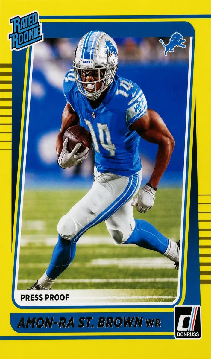 2021 Panini Donruss Football Press Proof Yellow Amon-Ra St. Brown #284