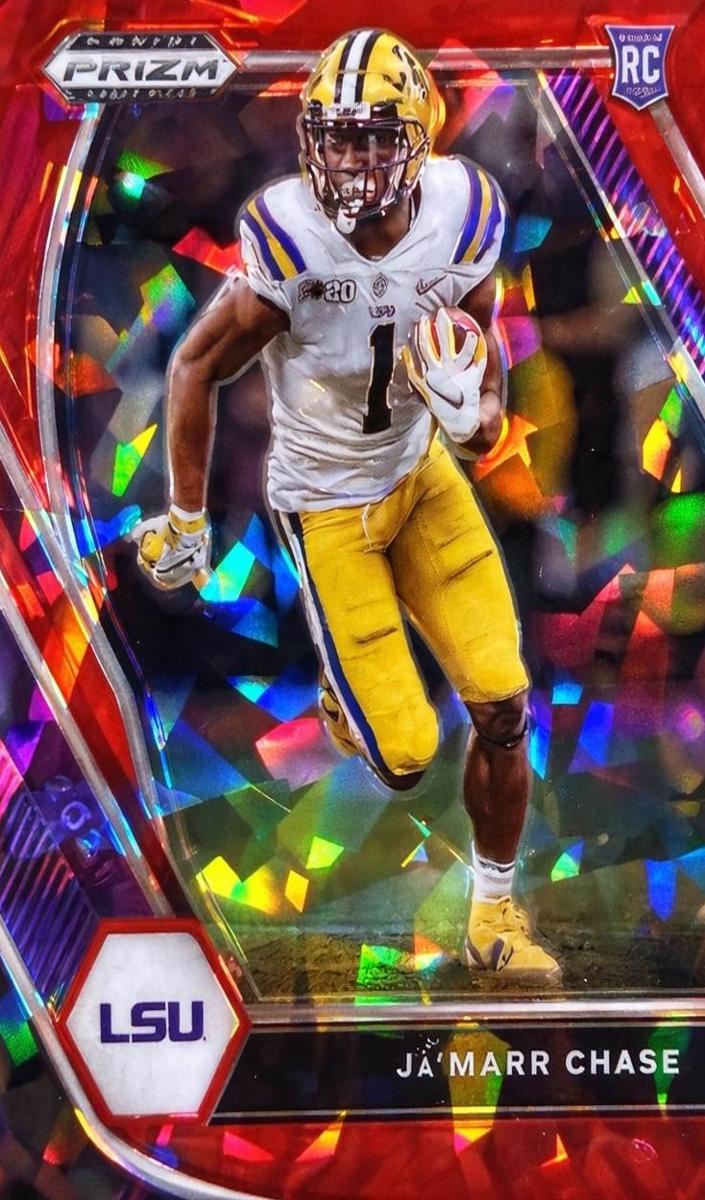 2021 Panini Prizm Draft Picks Football Red Ice Ja'Marr Chase #112 HGA 8.5
