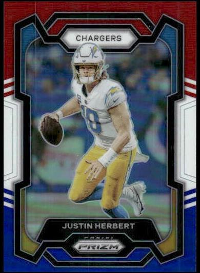 2023 Panini Prizm Football Red White Blue Justin Herbert #158 PSA 9