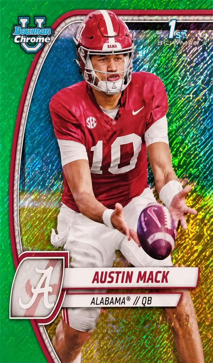 2024 Bowman Chrome University Football Green Refractor Austin Mack #87