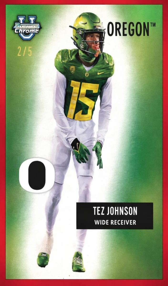2024 Bowman Chrome University Football Red Refractor Tez Johnson #55B-17