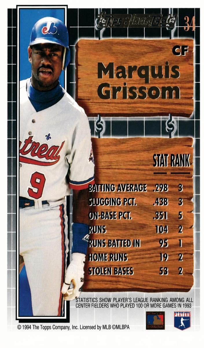 1994 Topps Baseball Marquis Grissom #34 PSA 9