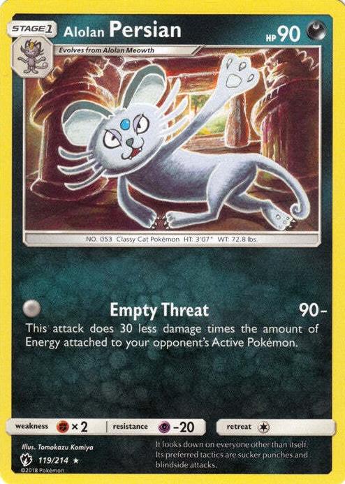 2018 Pokemon Sun & Moon Lost Thunder Alolan Persian #119