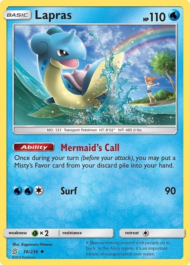 2019 Pokemon Sun & Moon Unified Minds Lapras #36 PSA 9