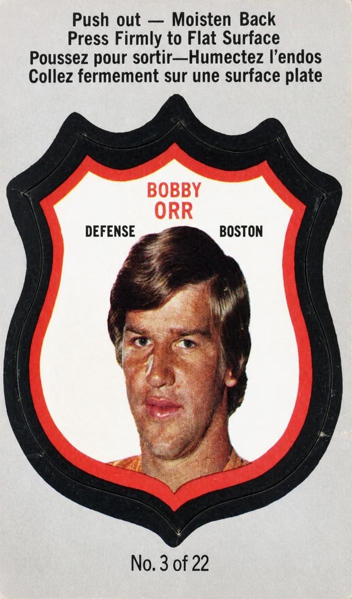 1972 O-Pee-Chee Players Crests Hockey Bobby Orr #3