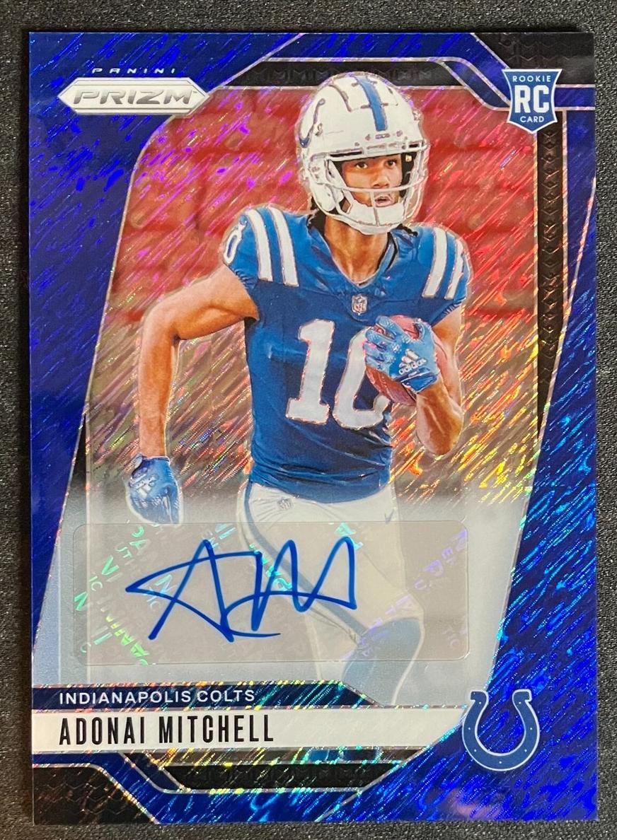 2024 Panini Prizm Football Blue Shimmer Adonai Mitchell #303
