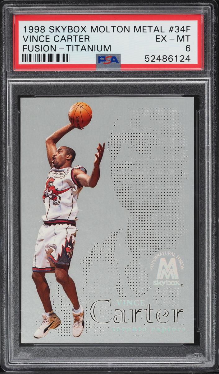 1998 Skybox Molten Metal Basketball Titanium Vince Carter #34 PSA 8