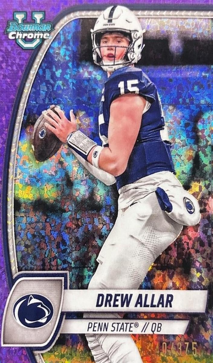 2024 Bowman Chrome University Football Purple Mini Diamond Refractor Drew Allar #4