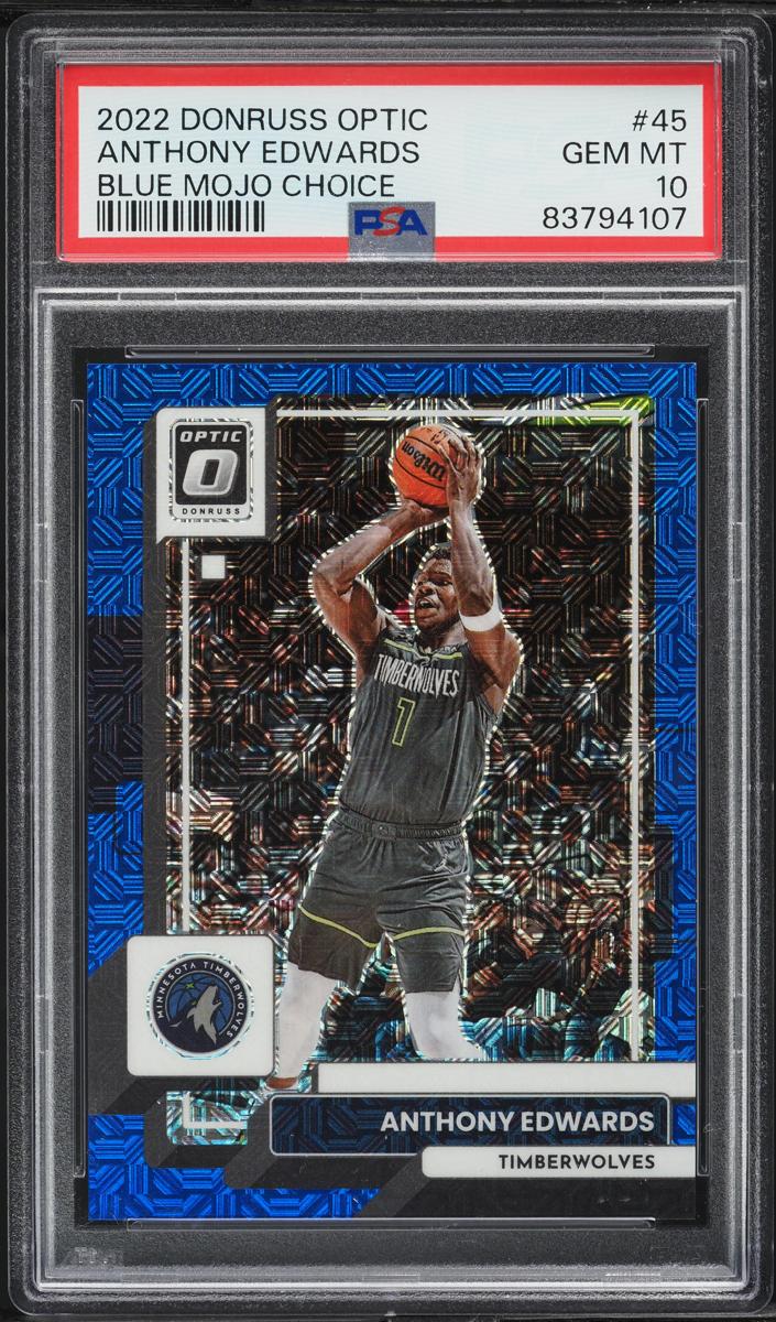 2022 Donruss Optic Basketball Choice Blue Mojo Anthony Edwards #45 PSA 9