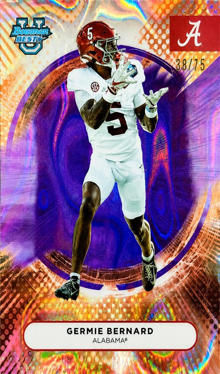 2025 Bowman Best University Football Purple Lava Refractor Germie Bernard #63