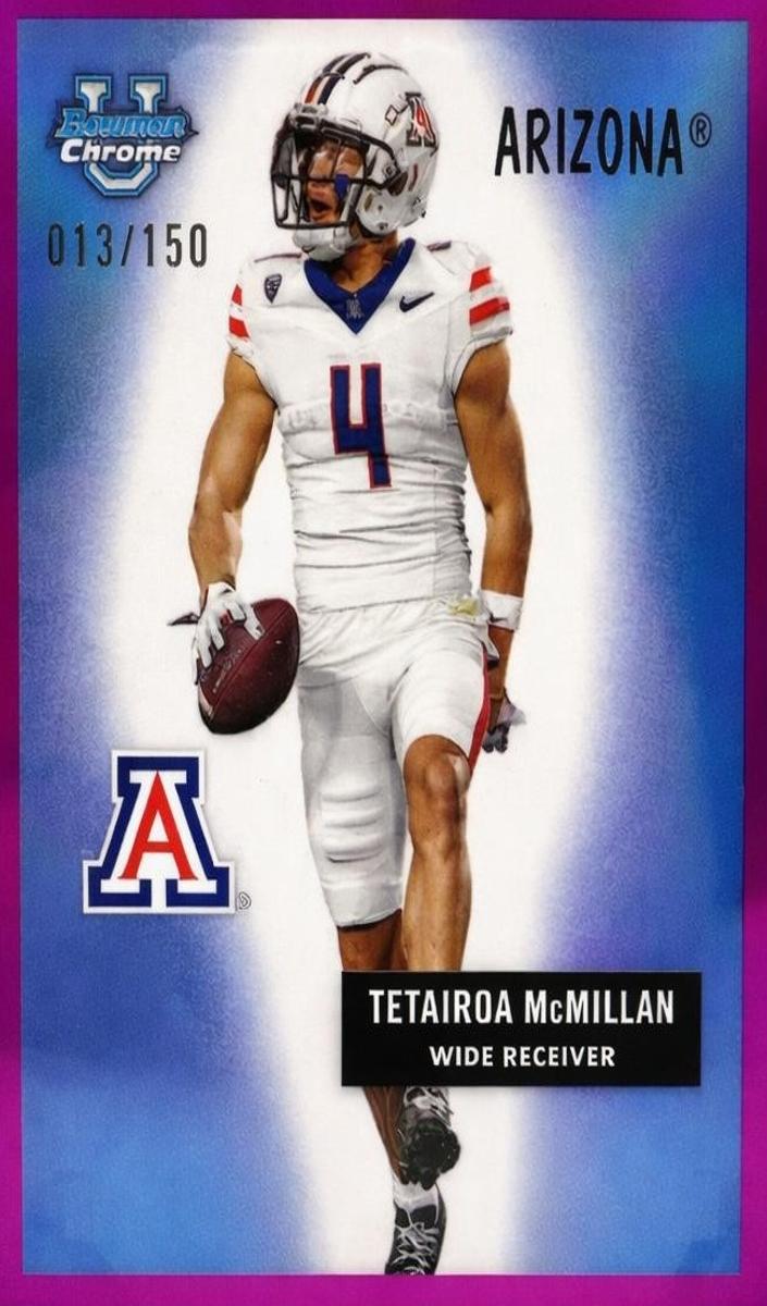 2024 Bowman Chrome University Football Fuchsia Refractor Tetairoa McMillan #55B-5 PSA 9