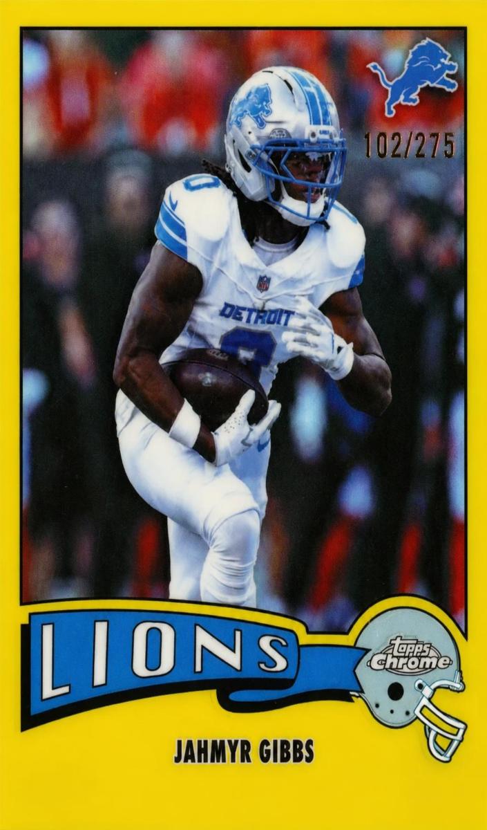 2025 Topps Chrome Football Yellow Refractor Jahmyr Gibbs #1975-12