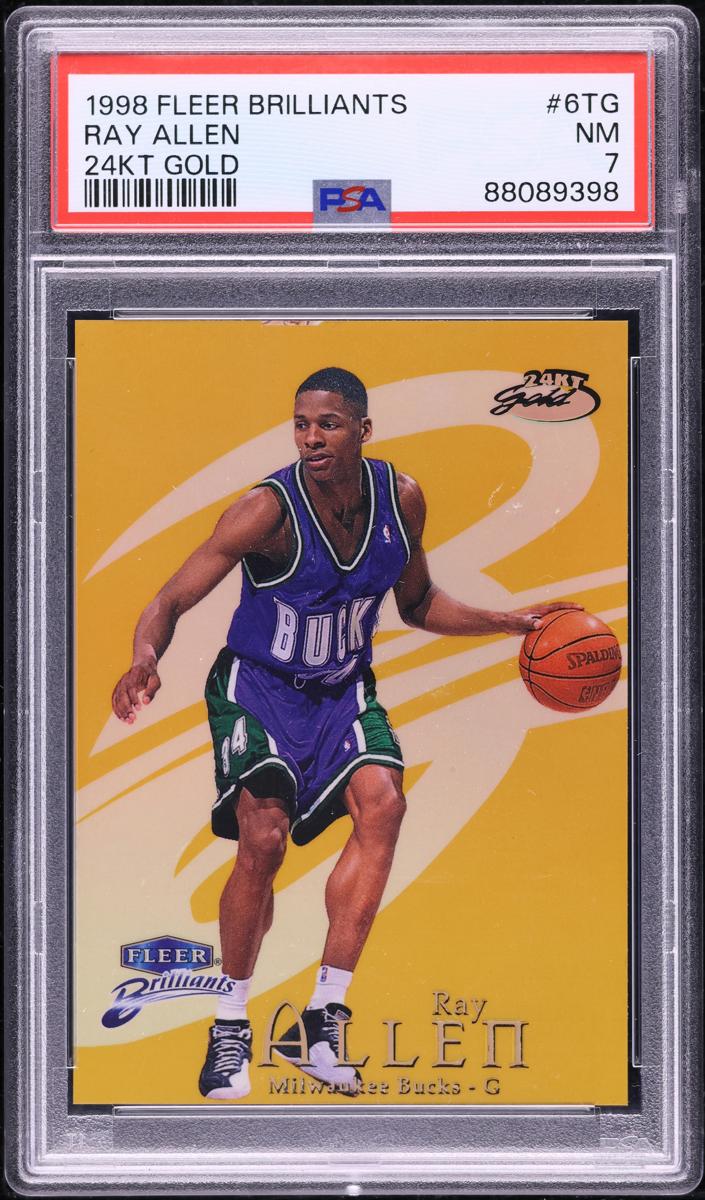 1998 Fleer Brilliants Basketball 24kt Gold Ray Allen #6 PSA 6.5