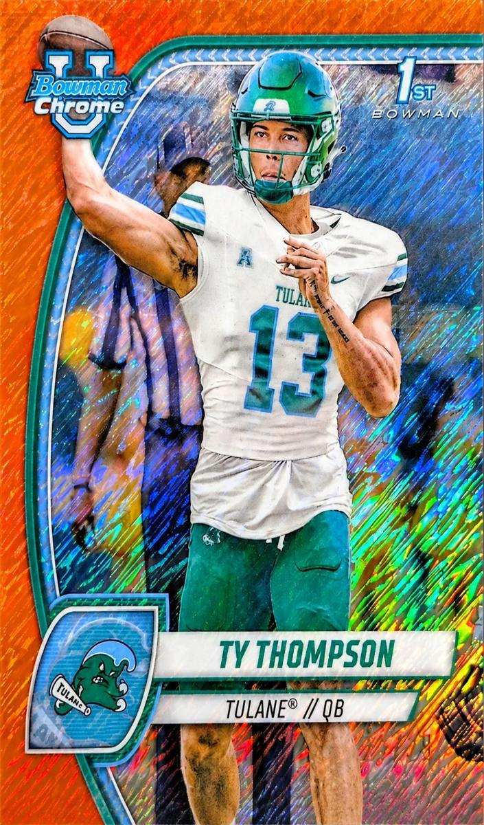 2024 Bowman Chrome University Football Shimmer Orange Refractor Ty Thompson #179