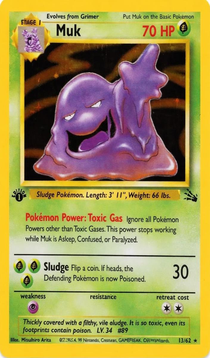 1999 Pokemon Fossil 1st Edition Muk #13