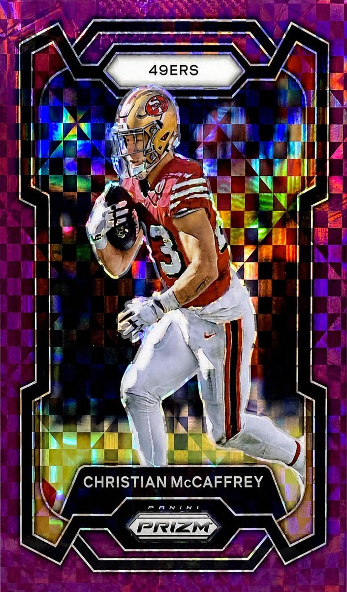 2023 Panini Prizm Football Purple Power Christian McCaffrey #267 PSA 9