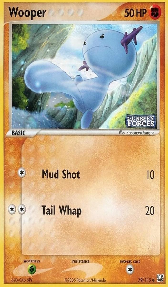 2005 Pokemon EX Unseen Forces Reverse Holo Wooper #79