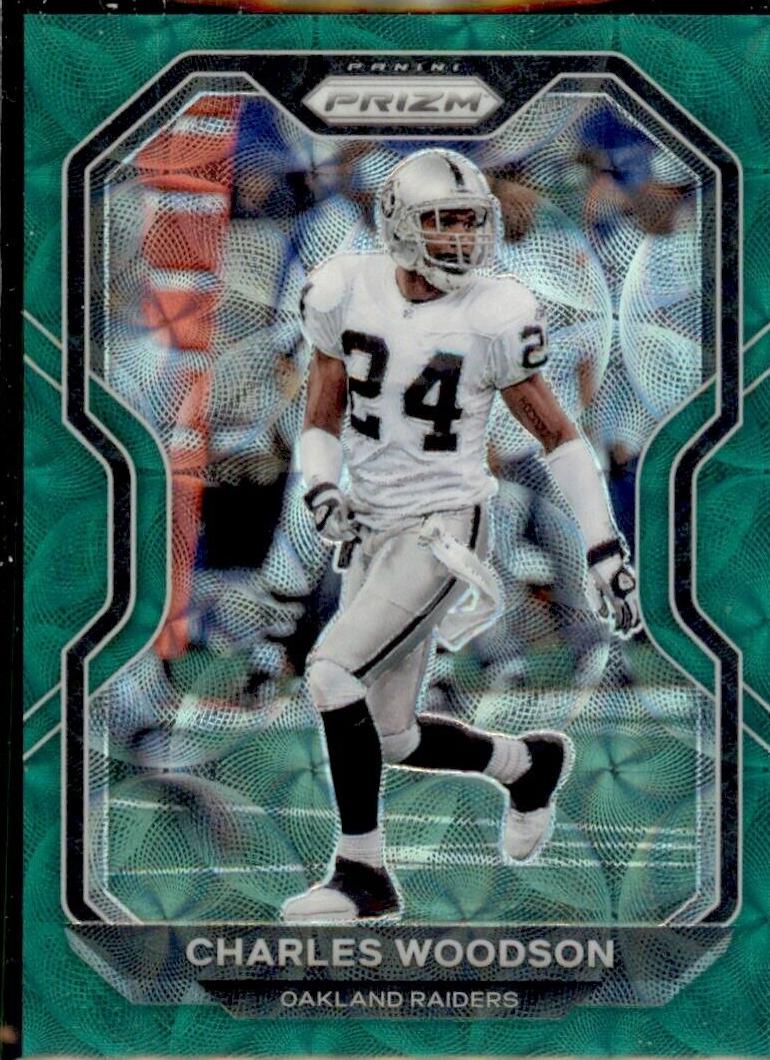 2020 Panini Prizm Football Green Scope Prizm Charles Woodson #138 PSA 9