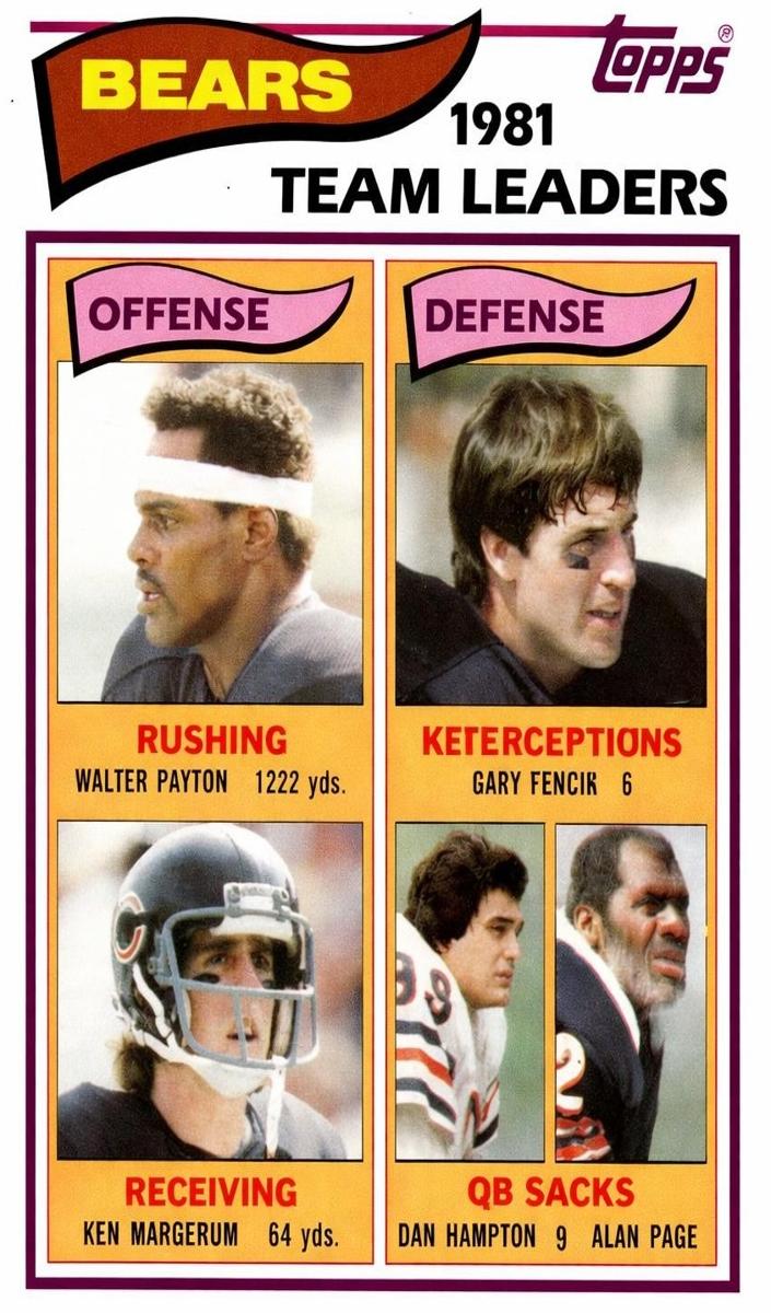1982 Topps Football Bears Team Leaders #292 PSA 9