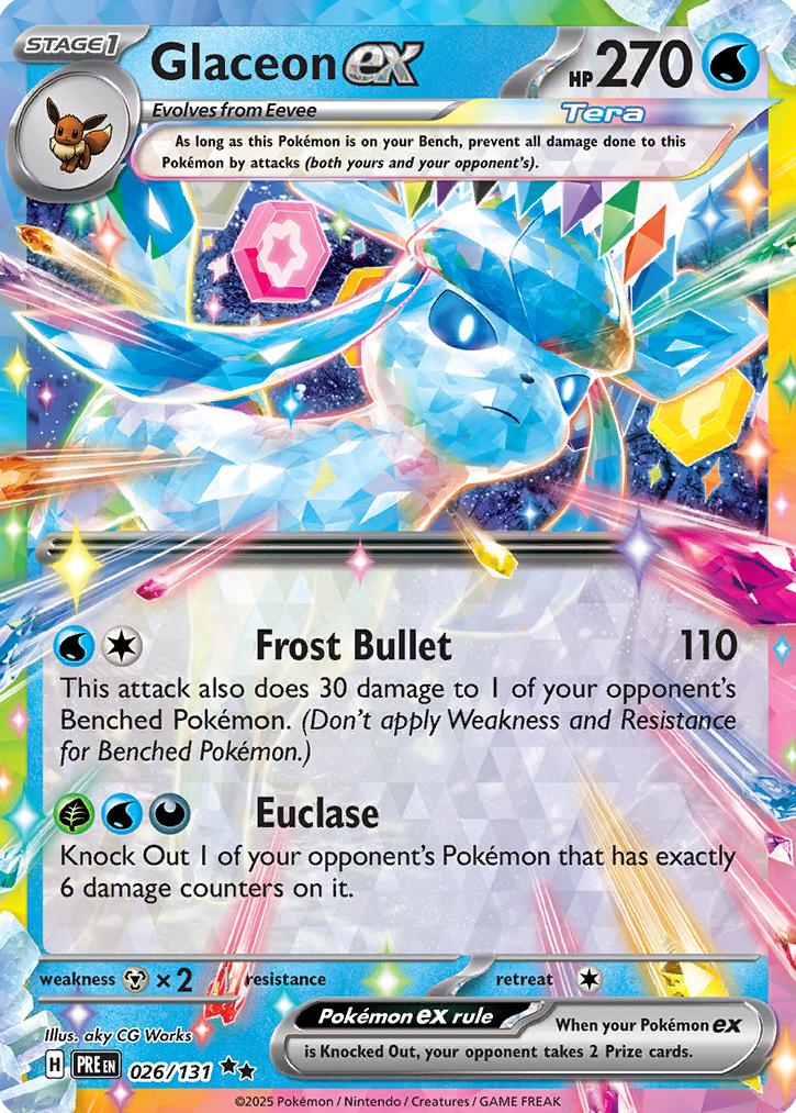 2025 Pokemon Scarlet & Violet Prismatic Evolutions Glaceon EX #26 CGC 9.5