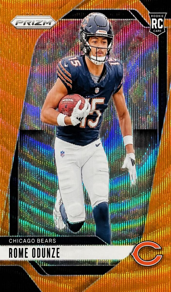 2024 Panini Prizm Football Orange Wave Rome Odunze #385 PSA 9