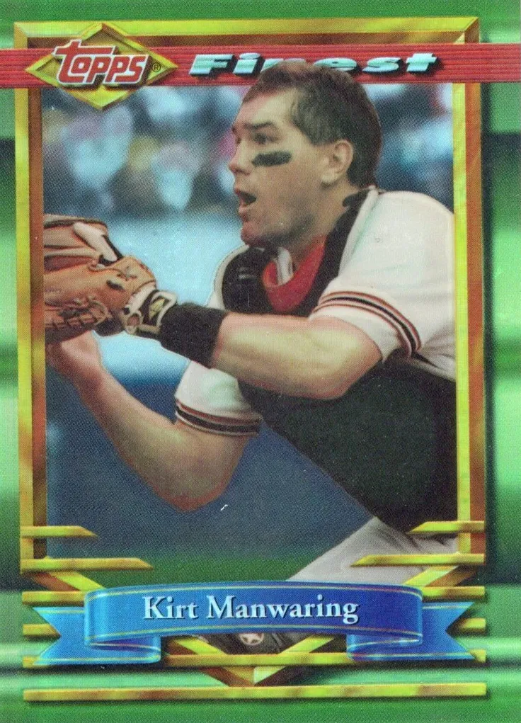 1994 Topps Finest Baseball Refractor Kirt Manwaring #415