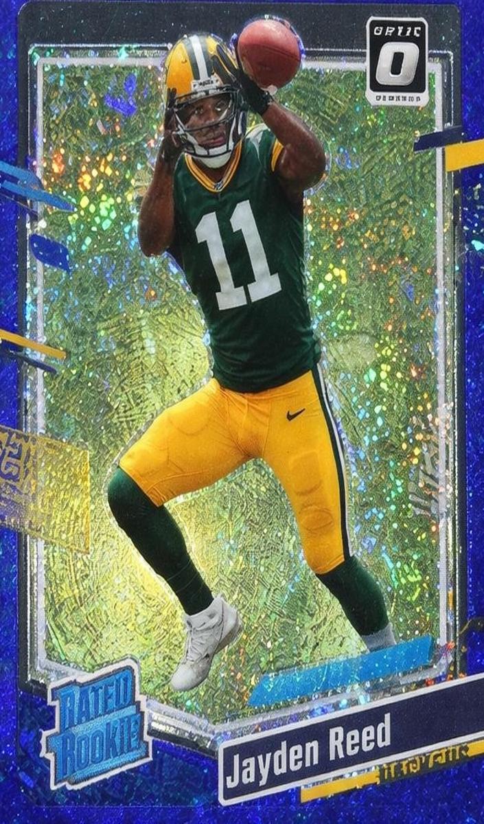 2023 Donruss Optic Football Blue Glitter Jayden Reed #239