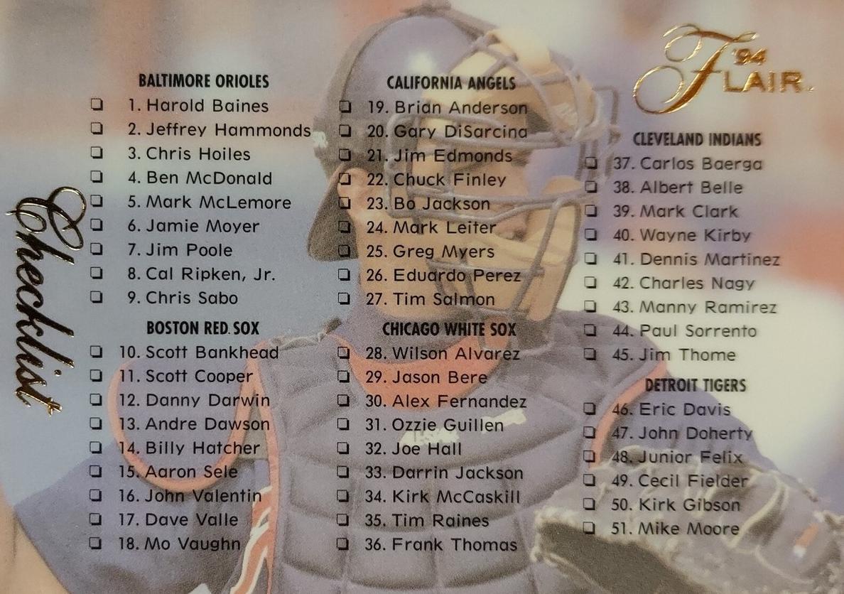 1994 Flair Baseball Checklist #248