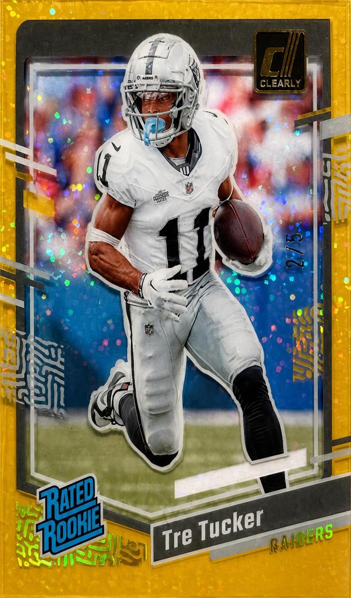 2023 Panini Clearly Donruss Football Holo Gold Tre Tucker #87