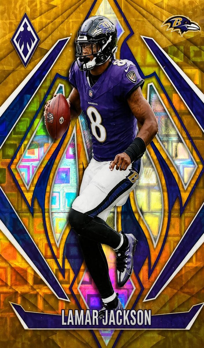 2024 Panini Phoenix Football Gold Pandora Lamar Jackson #102 PSA 9