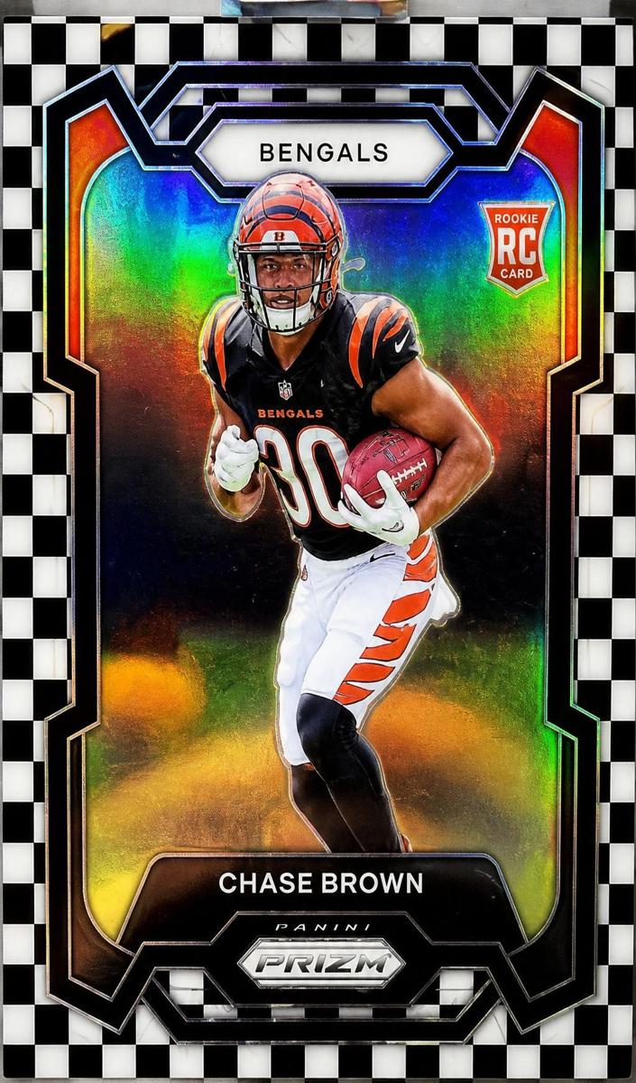 2023 Panini Prizm Football Black and White Checker Chase Brown #318 PSA 9
