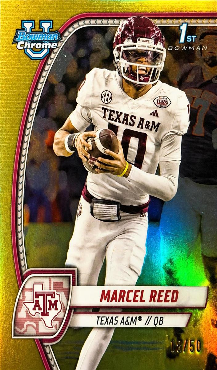 2024 Bowman Chrome University Football Gold Refractor Marcel Reed #173