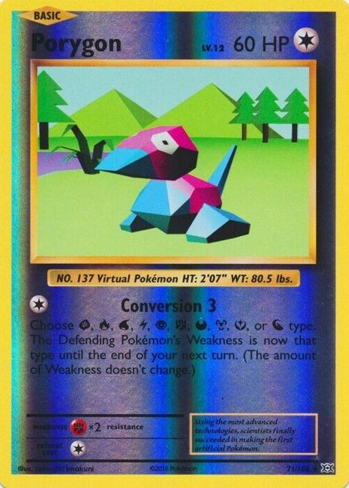 2016 Pokemon XY Evolutions Reverse Foil Porygon #71 PSA 9