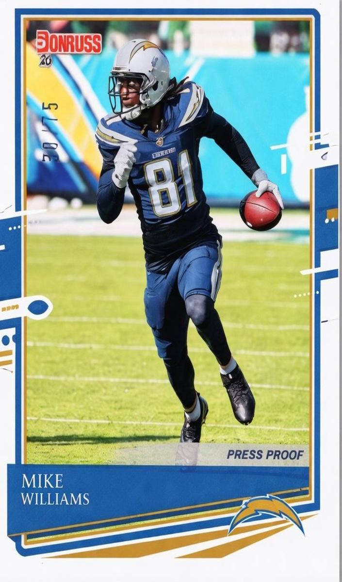 2020 Panini Donruss Football Press Proof Silver Die-Cut Mike Williams #137