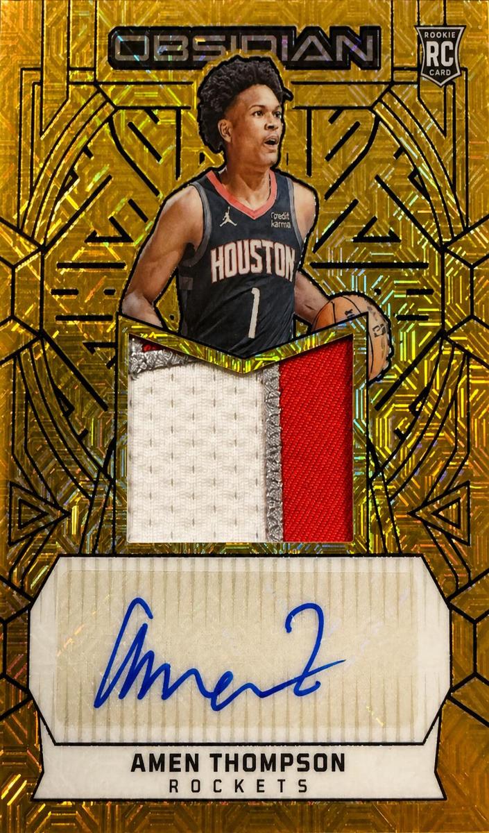 2023 Panini Obsidian Basketball Electric Etch Gold Flood Amen Thompson #240 PSA 8.5