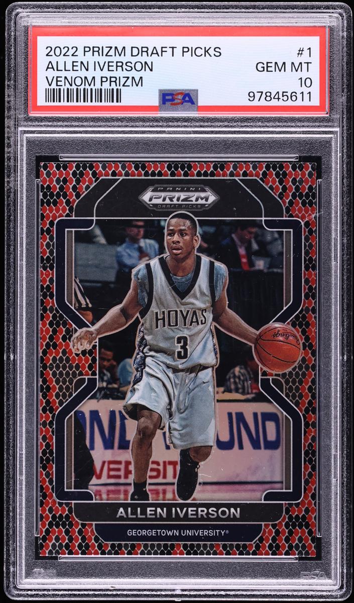 2022 Panini Prizm Draft Picks Basketball Venom Allen Iverson #1 PSA 8.5