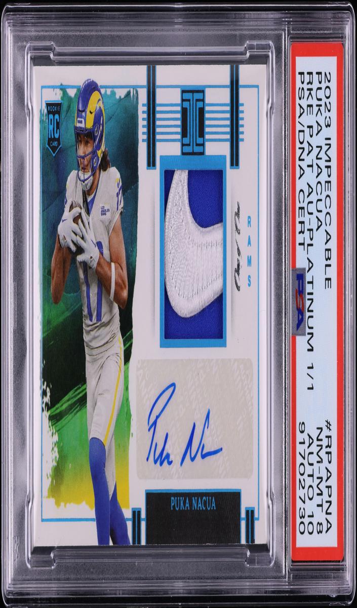 2023 Panini Impeccable Football Platinum Puka Nacua #RPA-PNA PSA 7.5