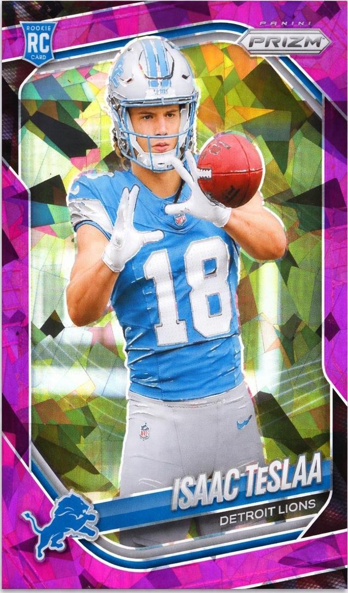2025 Panini Prizm Football Purple Ice Isaac TeSlaa #316 PSA 9
