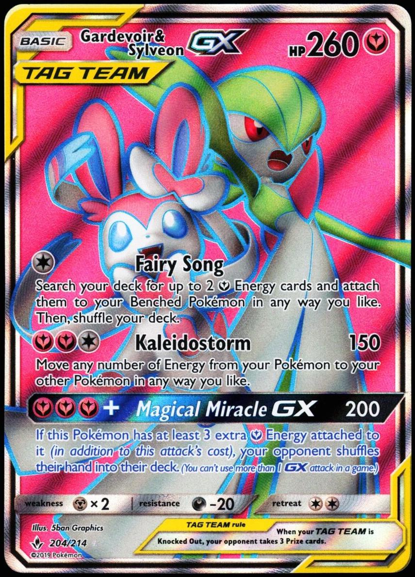 2019 Pokemon Sun & Moon Unbroken Bonds Gardevoir & Sylveon #204