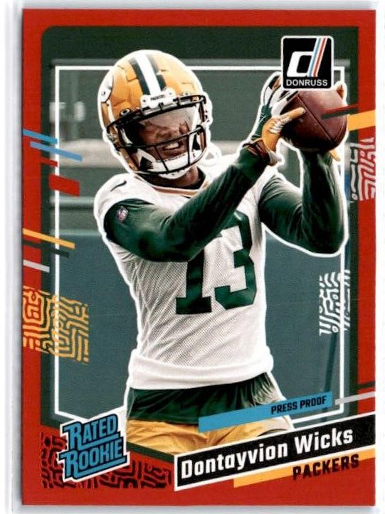 2023 Panini Donruss Football Press Proof Red Dontayvion Wicks #333 PSA 9