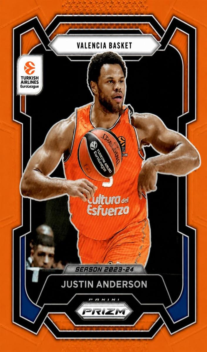 2023 Panini Prizm Turkish Airlines EuroLeague Basketball Orange Justin Anderson #56