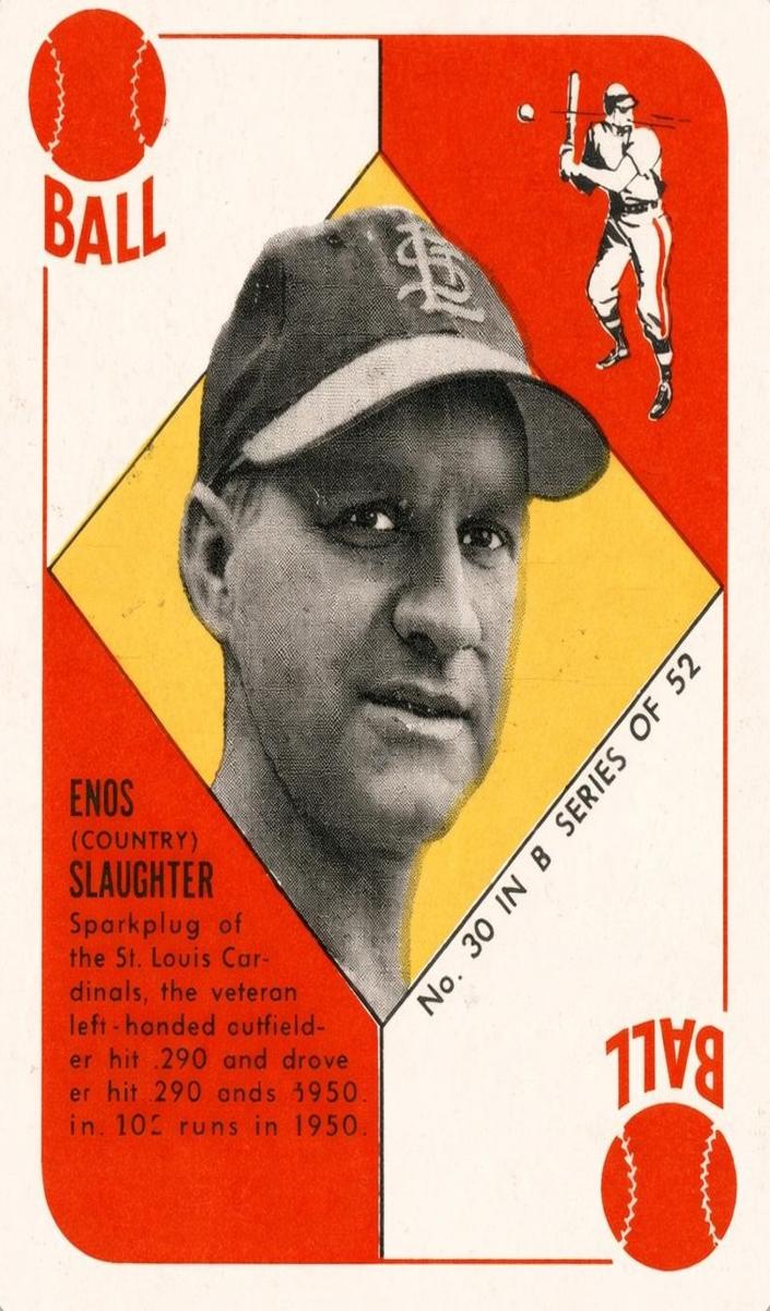 1951 Topps Blue Backs Baseball Enos Slaughter #30 PSA 7