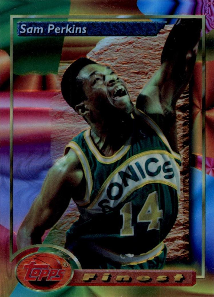 1993 Topps Finest Basketball Refractor Sam Perkins #186 PSA 9