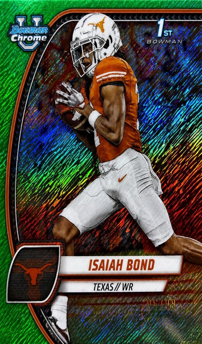 2024 Bowman Chrome University Football Shimmer Green Refractor Isaiah Bond #60
