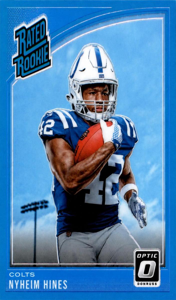 2018 Donruss Optic Football Aqua Nyheim Hines #177 PSA 9